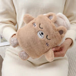 Borsa per acqua calda da 1 litro, scaldamani in peluche a due mani, Black and White Puppy, Brown Bear, Fruit Green Frog, Yellow Duck, Pink Bunny, Consortium, Naughty Cat, Little Brown Bear, Little White Rabbit