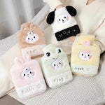 Borsa per acqua calda da 1 litro, scaldamani in peluche a due mani, Black and White Puppy, Brown Bear, Fruit Green Frog, Yellow Duck, Pink Bunny, Consortium, Naughty Cat, Little Brown Bear, Little White Rabbit