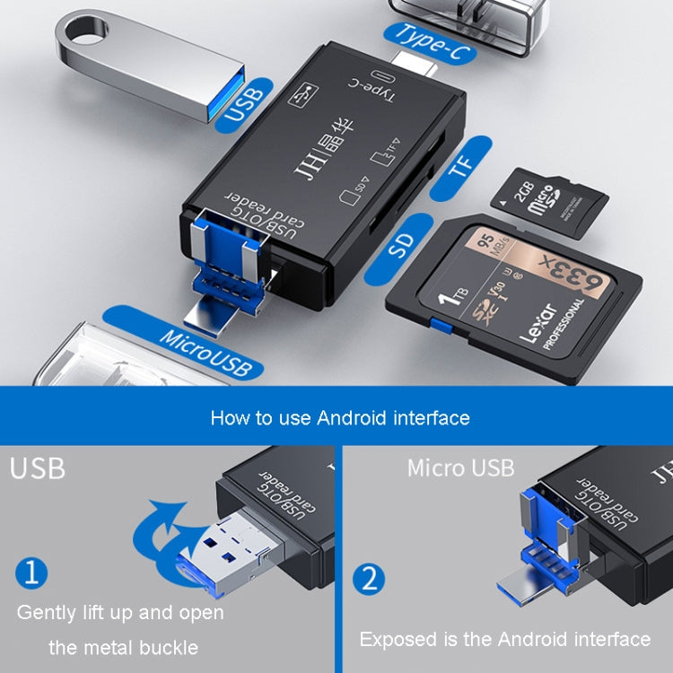Lettore di schede multifunzione JINGHUA USB 2.0 Lettore di schede per computer per telefono cellulare con doppio slot per scheda SD/TF