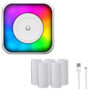 Stampante per etichette per documenti senza inchiostro Mini stampante Bluetooth portatile leggera RGB, with 1-Roll Paper, with 5-Rolls Paper, with 5-Rolls Stickers, with 5 Paper+5 Stickers+3 Color Paper