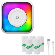 Stampante per etichette per documenti senza inchiostro Mini stampante Bluetooth portatile leggera RGB, with 1-Roll Paper, with 5-Rolls Paper, with 5-Rolls Stickers, with 5 Paper+5 Stickers+3 Color Paper