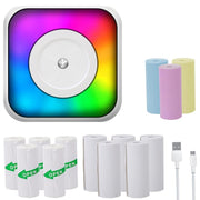 Stampante per etichette per documenti senza inchiostro Mini stampante Bluetooth portatile leggera RGB, with 1-Roll Paper, with 5-Rolls Paper, with 5-Rolls Stickers, with 5 Paper+5 Stickers+3 Color Paper