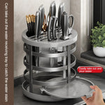 Home Addensare Coltello Organizzatore Bacchette Cilindro Cucina Drenaggio Ripiano da appoggio, Fixed (White), Fixed (Black), Fixed (Creamy), Rotary (White), Rotary (Black), Rotary (Creamy)