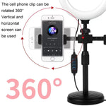 Supporto da tavolo con luce anello 6" per smartphone