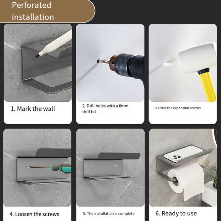 Portarotolo da bagno in acciaio inossidabile, ripiano per cellulare senza perforazione, Phone Rack (White), Paper Rack (White）, Phone Rack (Black), Paper Rack (Black), Phone Rack (Gray), Paper Rack (Gray)