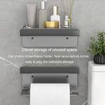 Portarotolo da bagno in acciaio inossidabile, ripiano per cellulare senza perforazione, Phone Rack (White), Paper Rack (White）, Phone Rack (Black), Paper Rack (Black), Phone Rack (Gray), Paper Rack (Gray)