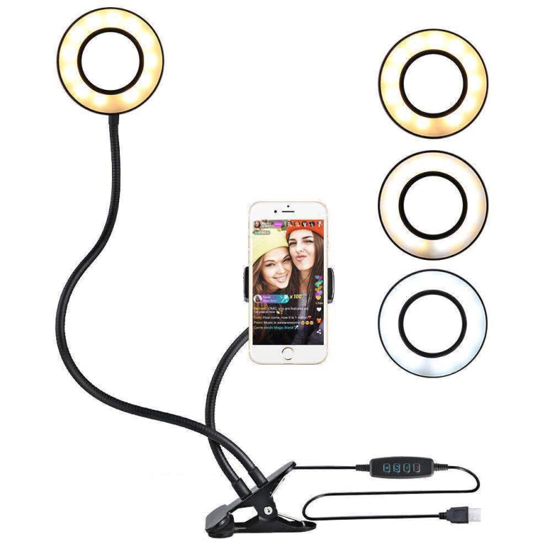 Anello luminoso per selfie con supporto per cellulare Bracci flessibili rotanti a 360° per streaming live, 4 Inch, 6 Inch, 8 Inch