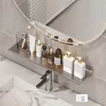 Scaffale per rubinetto Scaffale per lavabo per bagno di casa Scaffale senza foro, 30cm (White), 40cm (White), 50cm (White), 30cm (Black), 40cm (Black), 50cm (Black), 30cm (Gray), 40cm (Gray), 50cm (Gray), 50cm U-shaped (White), 50cm U-shaped (Black)   ...