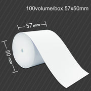 Carta termica da asporto per stampa da cucina, 100 volumi/scatola, 57x50 mm, per ricevute