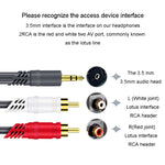 Cavo audio JINGHUA da 3,5 mm a 2RCA Cavo di collegamento audio esterno per console di gioco, 1.5m, 3m, 5m, 10m, 15m, 20m, 30m
