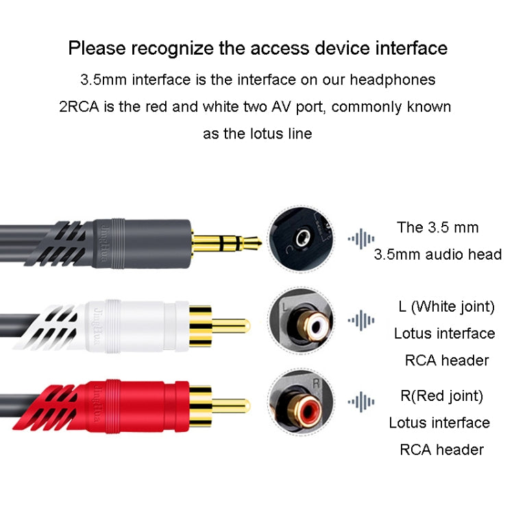 Cavo audio JINGHUA da 3,5 mm a 2RCA Cavo di collegamento audio esterno per console di gioco, 1.5m, 3m, 5m, 10m, 15m, 20m, 30m