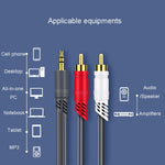 Cavo audio JINGHUA da 3,5 mm a 2RCA Cavo di collegamento audio esterno per console di gioco, 1.5m, 3m, 5m, 10m, 15m, 20m, 30m