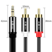 JINGHUA 1 in 2 cavo audio da 3,5 mm da 3,5 mm a 2RCA doppio loto altoparlante per computer cavo per cellulare, 1.5m, 3m, 5m, 10m