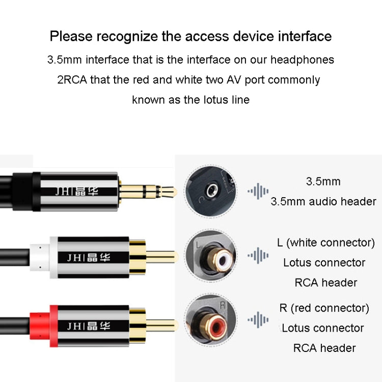 JINGHUA 1 in 2 cavo audio da 3,5 mm da 3,5 mm a 2RCA doppio loto altoparlante per computer cavo per cellulare, 1.5m, 3m, 5m, 10m