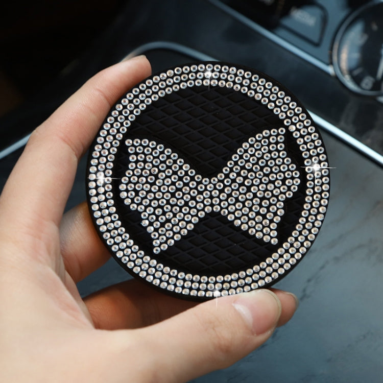 Sottobicchiere antiscivolo multifunzionale per auto con fiocco di diamanti in cristallo