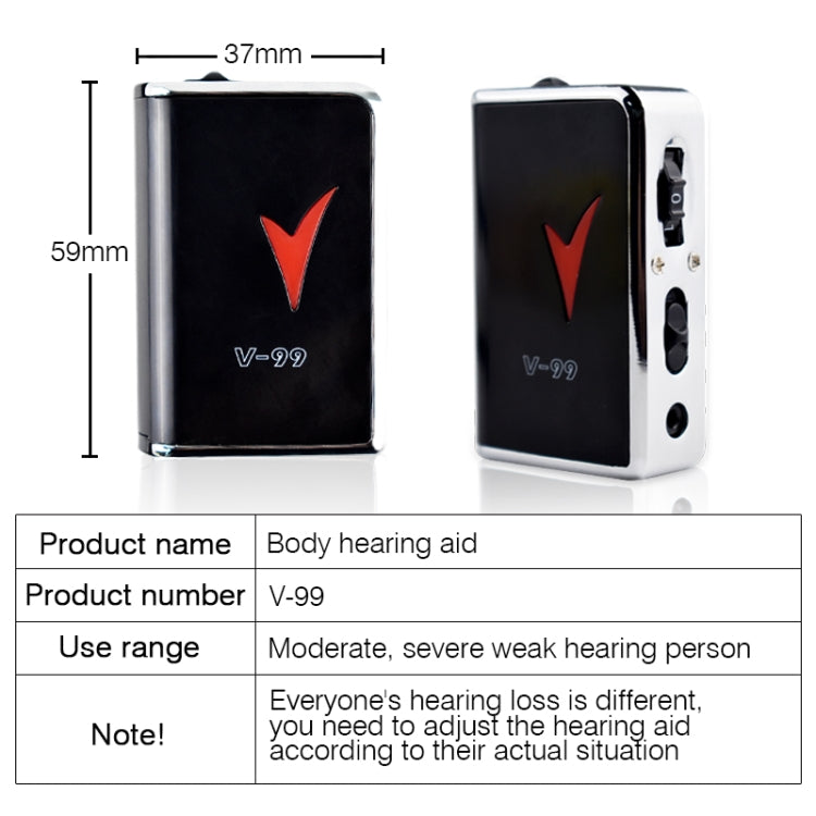 Auricolare con amplificatore audio per apparecchi acustici V99
