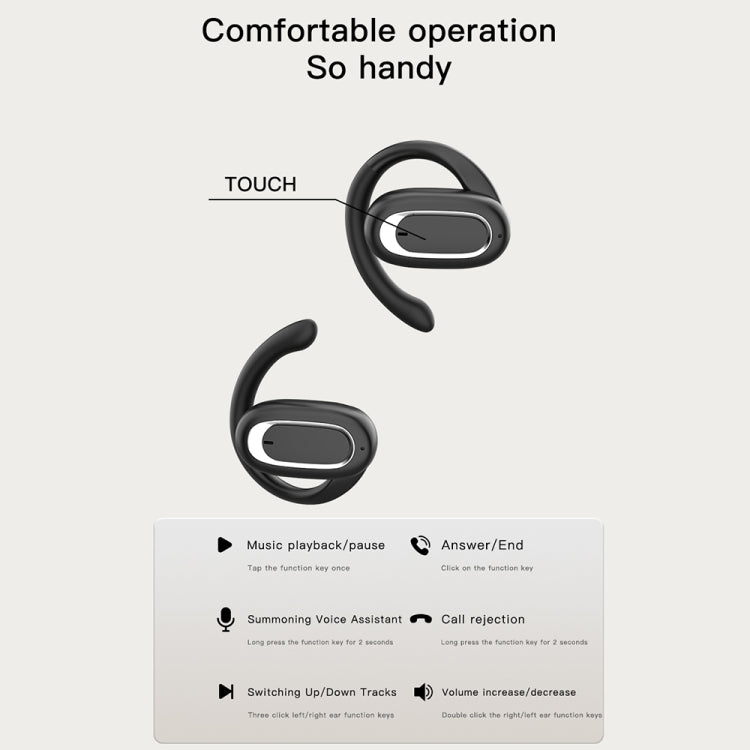 Auricolari Bluetooth 5.3 wireless con riduzione del rumore di chiamata con gancio per l'orecchio regolabile T35 OWS, Black, White, Blue