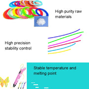 Materiali di consumo per penne per stampa 3D Materiale di linea resistente ad alta resistenza da 1,75 mm Filo di seta per stampa di materie prime ambientali, 10colors /Set PCL 5m