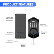 Serratura elettronica intelligente automatica con password Tuya remota Bluetooth LOCSTAR C88, C88 Black