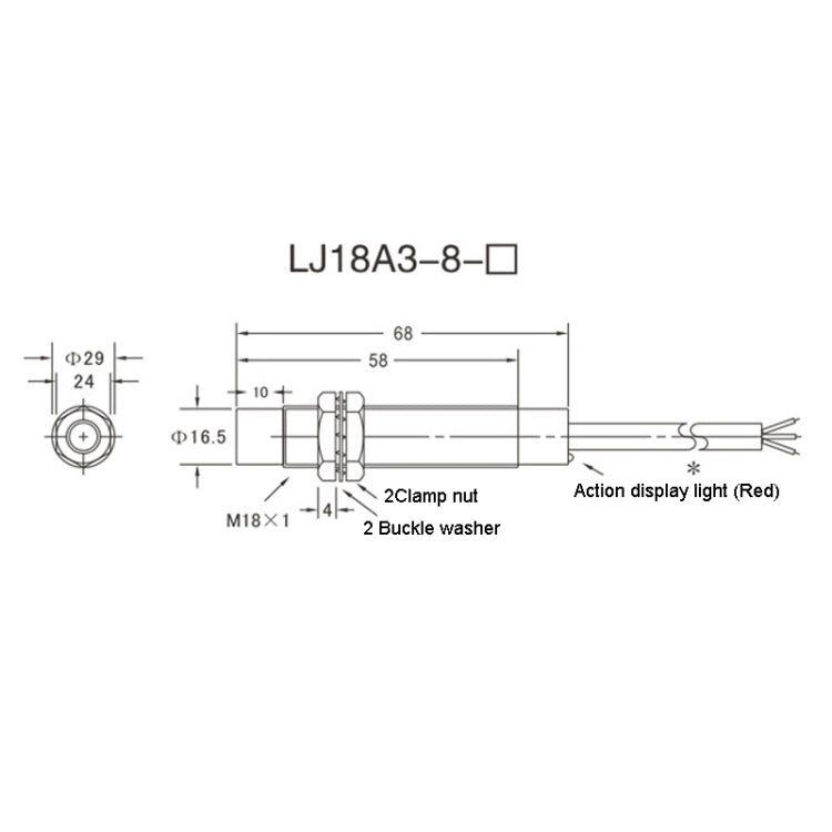 Sensore di prossimità induttivo M18 DC NPN 3 fili 8mm