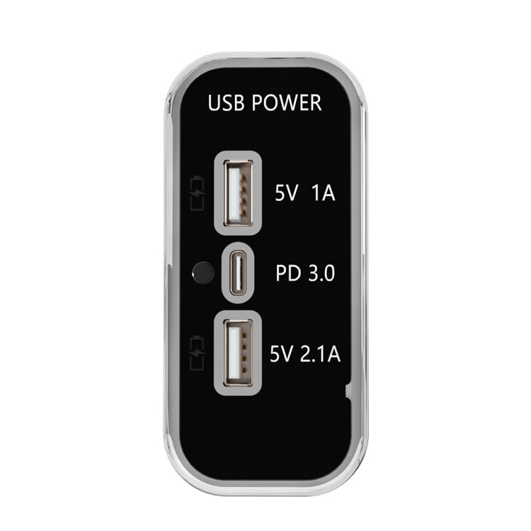 Modifica caricatore per telefono cellulare per auto, camper, barca USB 12/24 V + tipo C, Silver 2.1A+1A+PD3.0