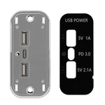 Modifica caricatore per telefono cellulare per auto, camper, barca USB 12/24 V + tipo C, Silver 2.1A+1A+PD3.0