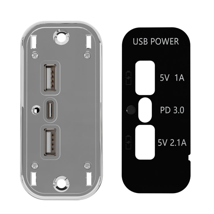 Modifica caricatore per telefono cellulare per auto, camper, barca USB 12/24 V + tipo C, Silver 2.1A+1A+PD3.0