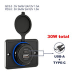 Caricatore con presa USB impermeabile modificato per nave da auto, UCC-350 QC+PD Fast Charge 30W, UCC-350 AC3.1A Total 3.1A 15.5W