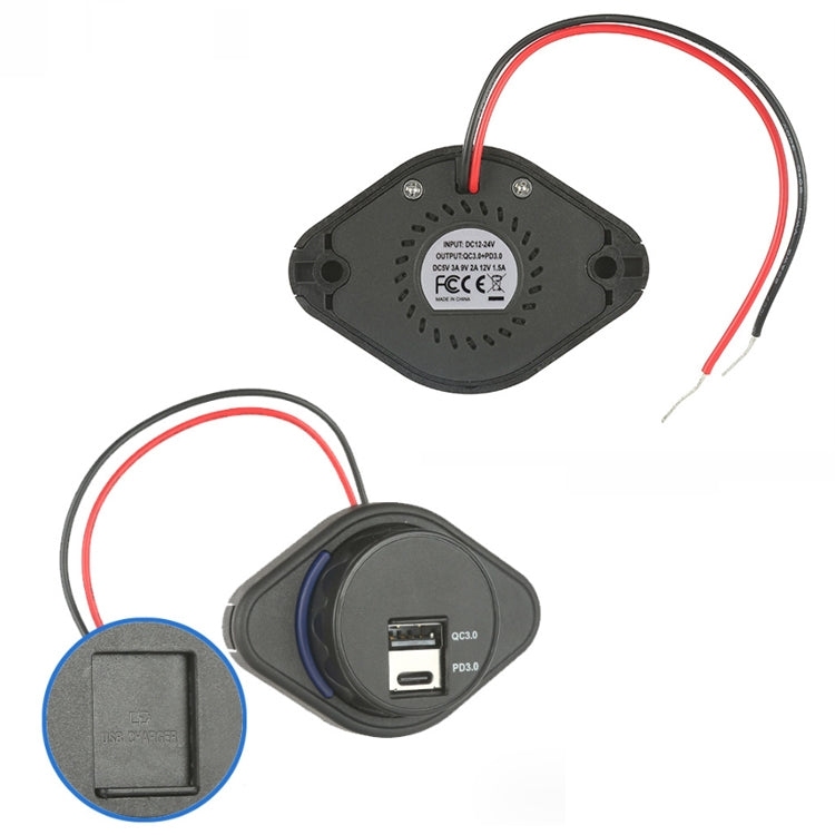 Caricatore per auto USB-C a ricarica rapida per modifica auto 2 in 1, UCC-320 QC3.0+PD