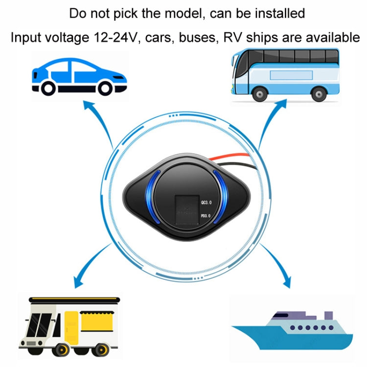 Caricatore per auto USB-C a ricarica rapida per modifica auto 2 in 1, UCC-320 QC3.0+PD