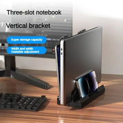 Base di raffreddamento rialzata per desktop con supporto verticale per laptop a doppio scopo