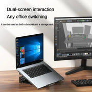 Base di raffreddamento rialzata per desktop con supporto verticale per laptop a doppio scopo