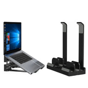 Base di raffreddamento rialzata per desktop con supporto verticale per laptop a doppio scopo