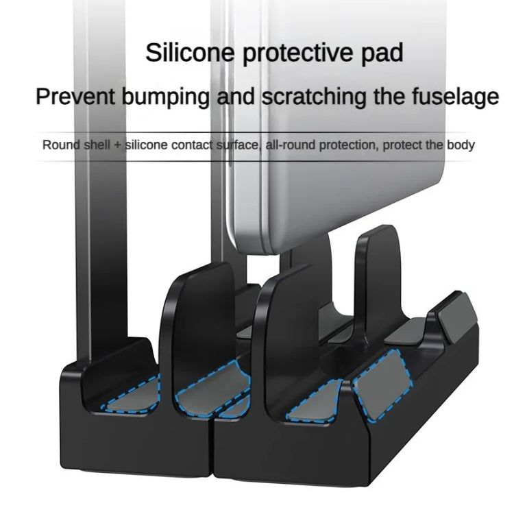 Base di raffreddamento rialzata per desktop con supporto verticale per laptop a doppio scopo