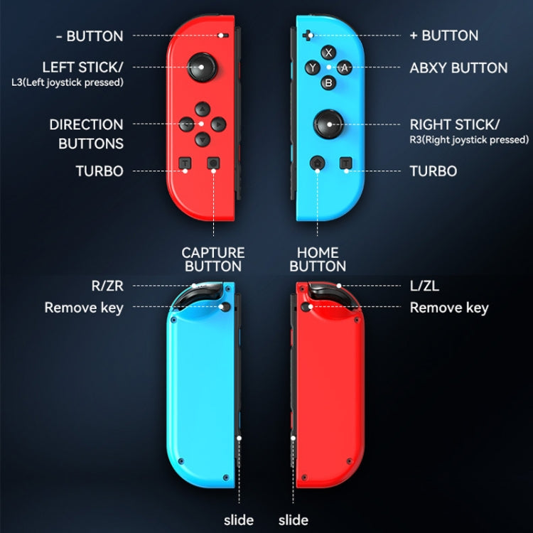 JOY-02 Maniglia da gioco sinistra e destra con luci RGB Body Feel Bluetooth Gamepad per Switch / Switch OLED / Switch Pro / Switch Lite / Switch Joycon