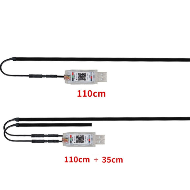 Interni auto in fibra ottica luce fredda RGB lampada ambientale centro luci dell'atmosfera del vano piedi fantasma, One To One 110cm, One To Two 110cm+35cm