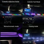 Interni auto in fibra ottica luce fredda RGB lampada ambientale centro luci dell'atmosfera del vano piedi fantasma, One To One 110cm, One To Two 110cm+35cm