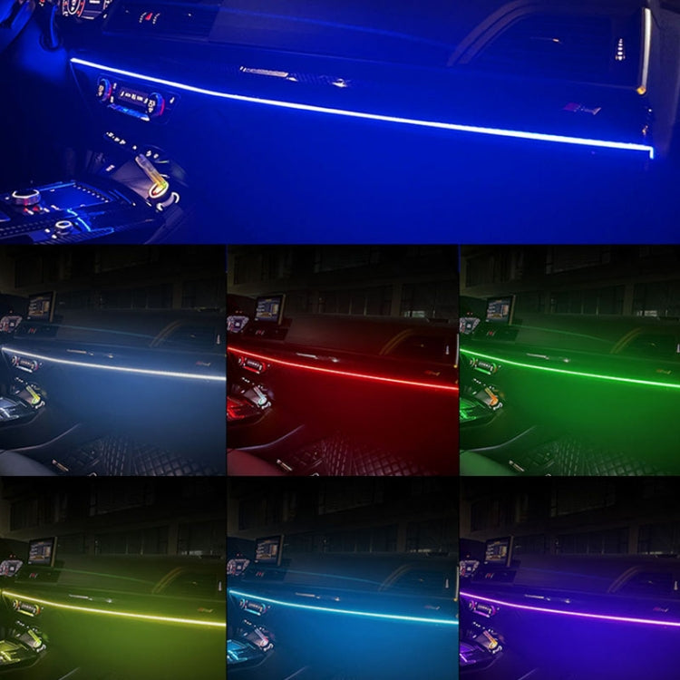 Interni auto in fibra ottica luce fredda RGB lampada ambientale centro luci dell'atmosfera del vano piedi fantasma, One To One 110cm, One To Two 110cm+35cm