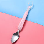 Cucchiaio raschiante a doppia estremità per frutta per bambini Cucchiaio morbido in silicone in acciaio inossidabile 304, Pink, Blue, Blue With Storage Box, Pink With Storage Box