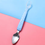 Cucchiaio raschiante a doppia estremità per frutta per bambini Cucchiaio morbido in silicone in acciaio inossidabile 304, Pink, Blue, Blue With Storage Box, Pink With Storage Box