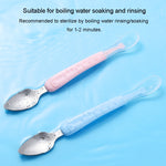 Cucchiaio raschiante a doppia estremità per frutta per bambini Cucchiaio morbido in silicone in acciaio inossidabile 304, Pink, Blue, Blue With Storage Box, Pink With Storage Box
