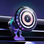 Per iPhone Magsafe Caricatore wireless magnetico per auto Supporto per telefono Caricatore wireless emettitore di luce, Ice Blue Breathe Light, Pickup RGB Light