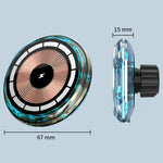 Per iPhone Magsafe Caricatore wireless magnetico per auto Supporto per telefono Caricatore wireless emettitore di luce, Ice Blue Breathe Light, Pickup RGB Light