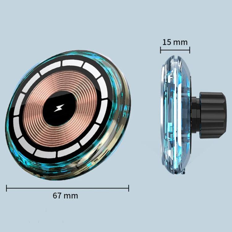 Per iPhone Magsafe Caricatore wireless magnetico per auto Supporto per telefono Caricatore wireless emettitore di luce, Ice Blue Breathe Light, Pickup RGB Light