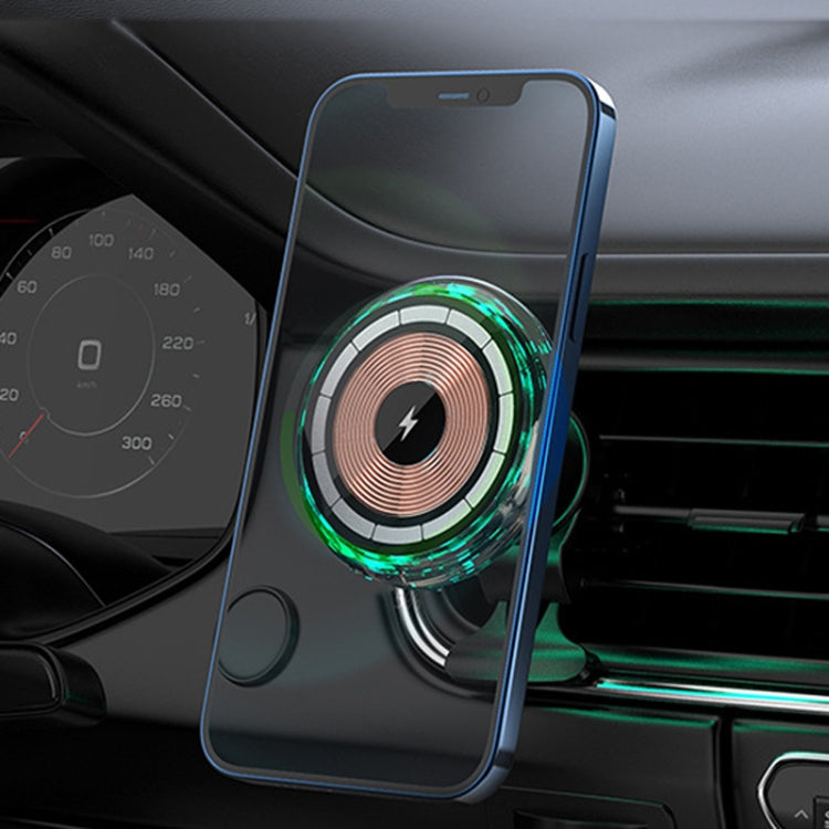 Per iPhone Magsafe Caricatore wireless magnetico per auto Supporto per telefono Caricatore wireless emettitore di luce, Ice Blue Breathe Light, Pickup RGB Light