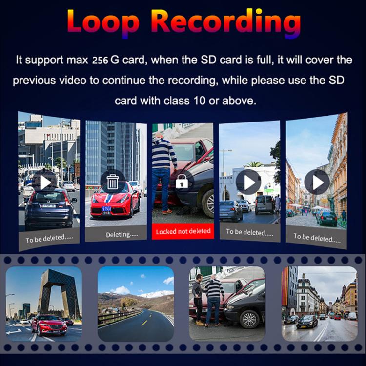 Videoregistratore di guida con doppia lente da 3 pollici: anteriore 4K + posteriore 2K HD con connessione Wi-Fi., A5