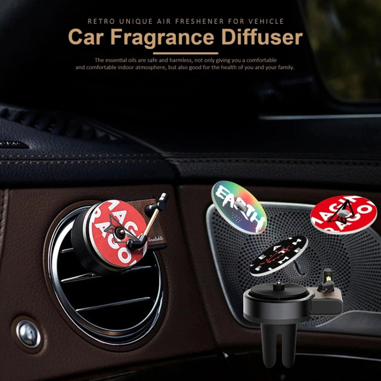 Diffusore di aromi per auto, bocchetta dell'aria, ornamento rotante per diffusore di fragranze per grammofono retrò, Gramophone+3pcs Refill Aroma