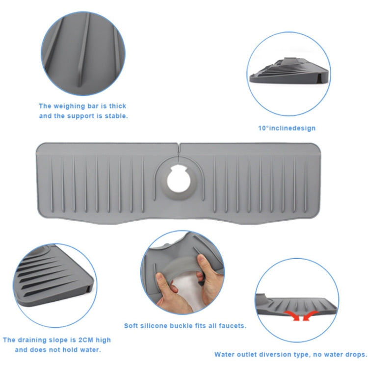 Tappetino di scarico antispruzzo per rubinetto in silicone da cucina per bagno, White, Grey, Black, White+Waterproof Edge, Gray+Waterproof Edge, Black+Waterproof Edge