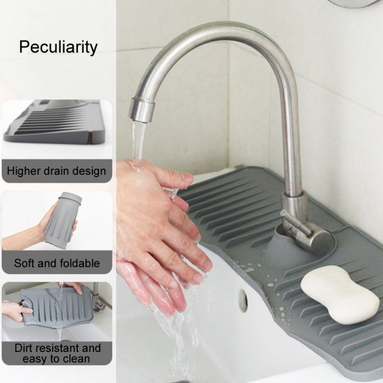 Tappetino di scarico antispruzzo per rubinetto in silicone da cucina per bagno, White, Grey, Black, White+Waterproof Edge, Gray+Waterproof Edge, Black+Waterproof Edge