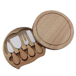 4 pz/set scatola rotonda in quercia coltello da formaggio spatola utensili da formaggio in acciaio inossidabile posate, Steel Color, Black, Gold